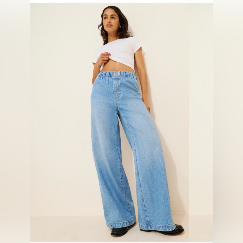 SNACKS Kitchen Sink Wide Leg Jeans | Elastic Waist | Small